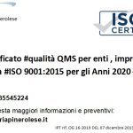 Rilascio Certificato ISO 9001 Qualità nel Pinerolese